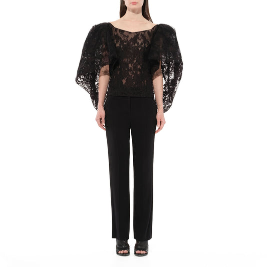 Lace Puffy Cape Corset in Black