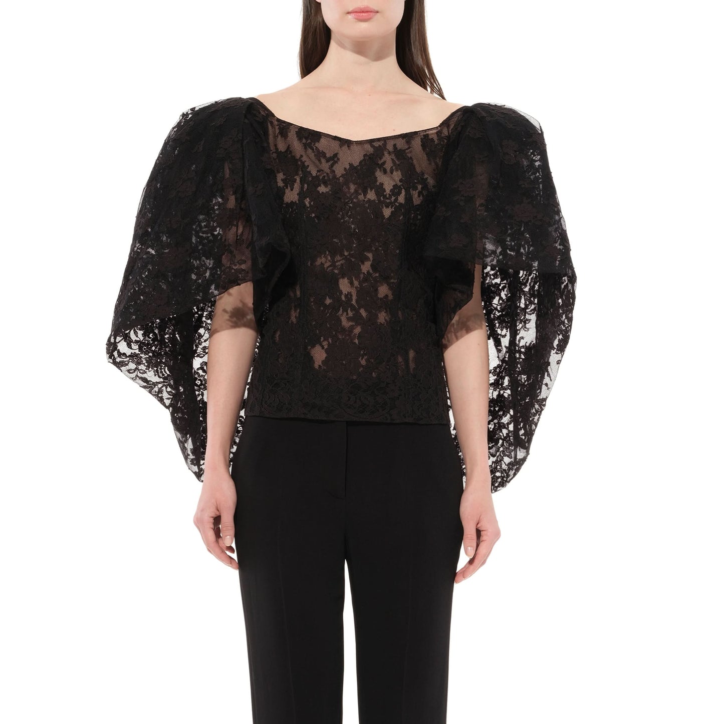 Lace Puffy Cape Corset in Black