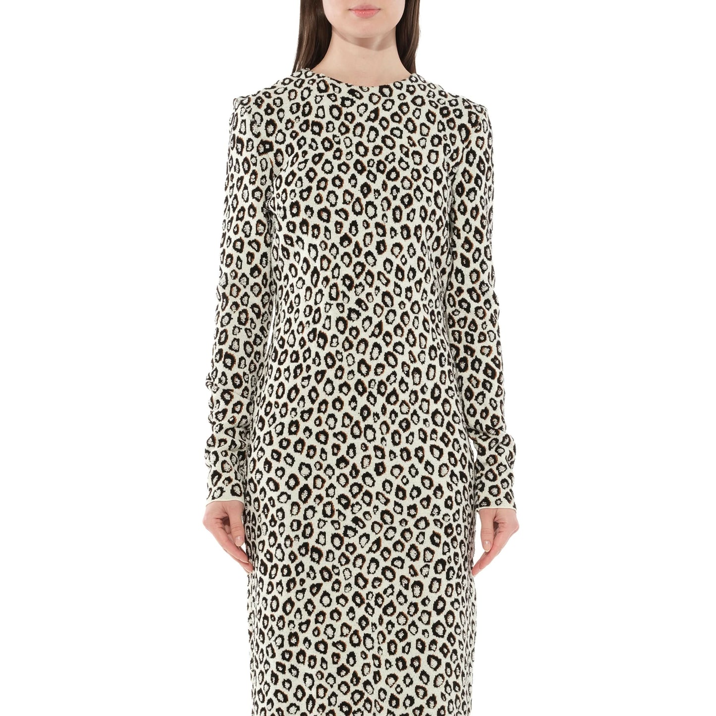 Leopard Jacq Midi Dress in Black