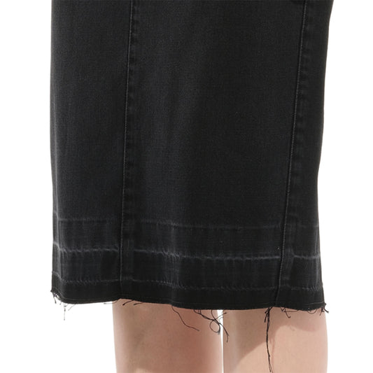 Long Denim Skirt in Black