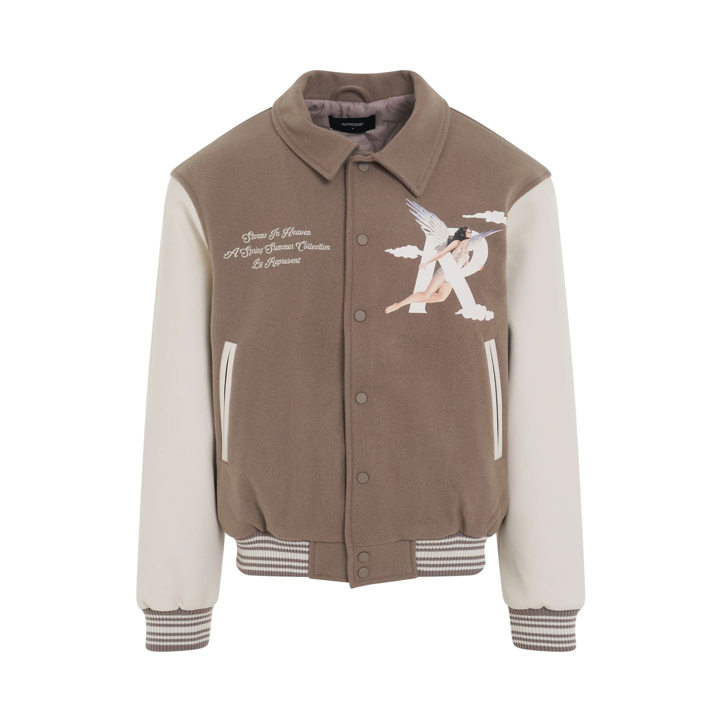 Storms in Heaven Varsity Jacket in Mushroom