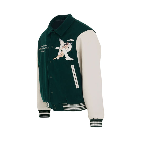 Storms in Heaven Varsity Jacket in Racing Green