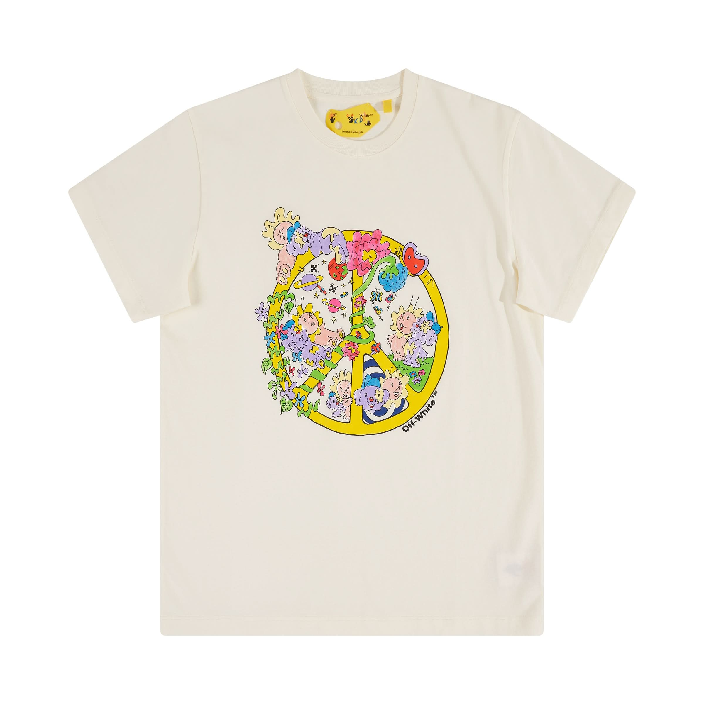 Peace Short Sleeves T-Shirt in Off White