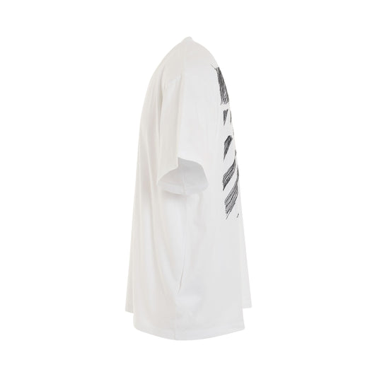 Scribble Diagonal Oversized T-Shirt in White/Black