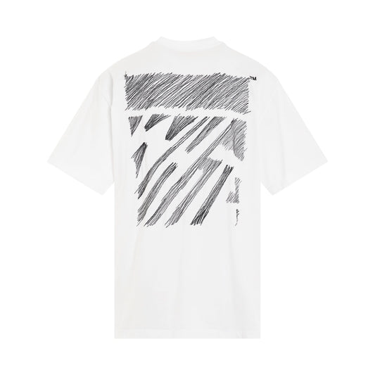 Scribble Diagonal Oversized T-Shirt in White/Black