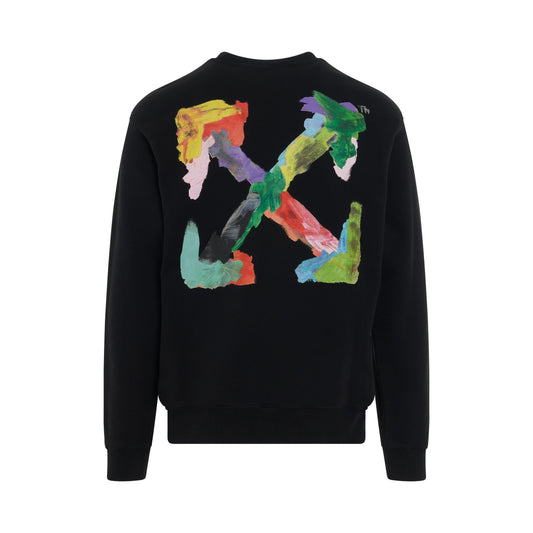 Brush Arrow Slim Crewneck Sweatshirt in Black/Multicolour