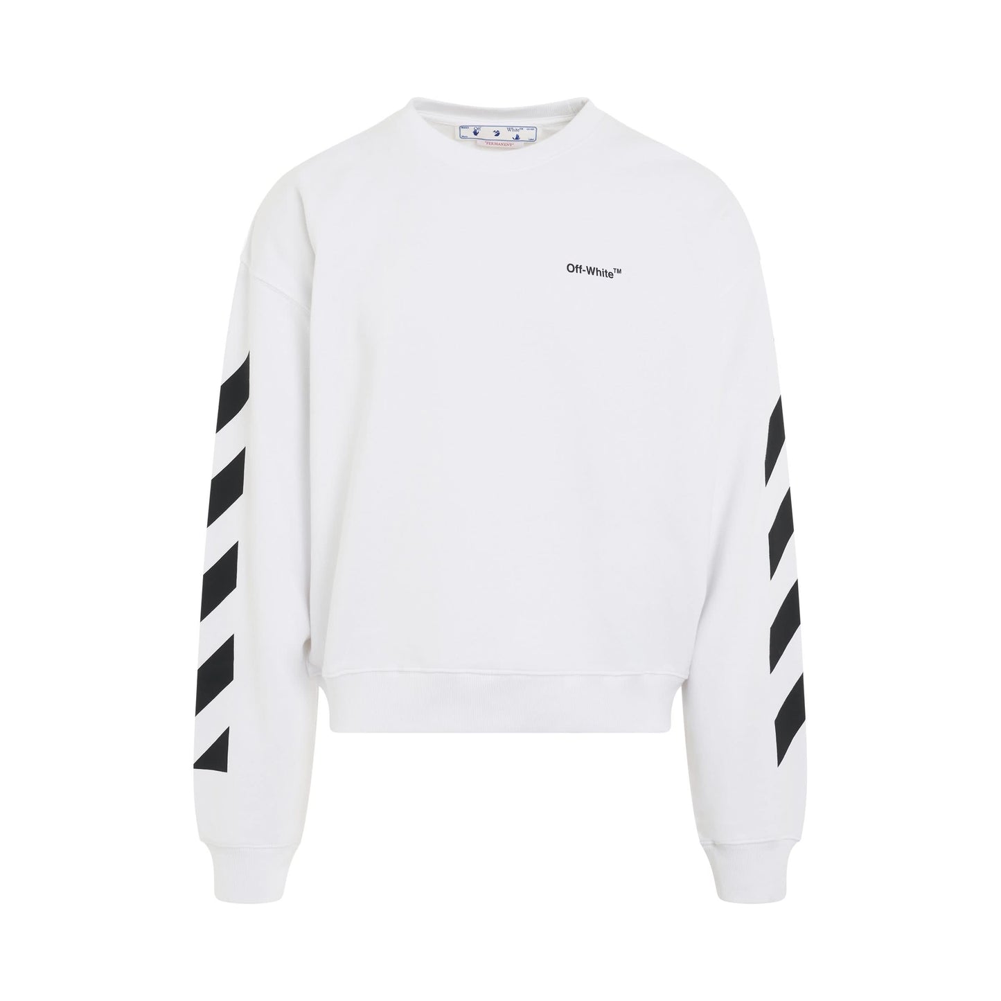 Diagonal Helvetica Oversize Crewneck Sweatshirt in White/Black