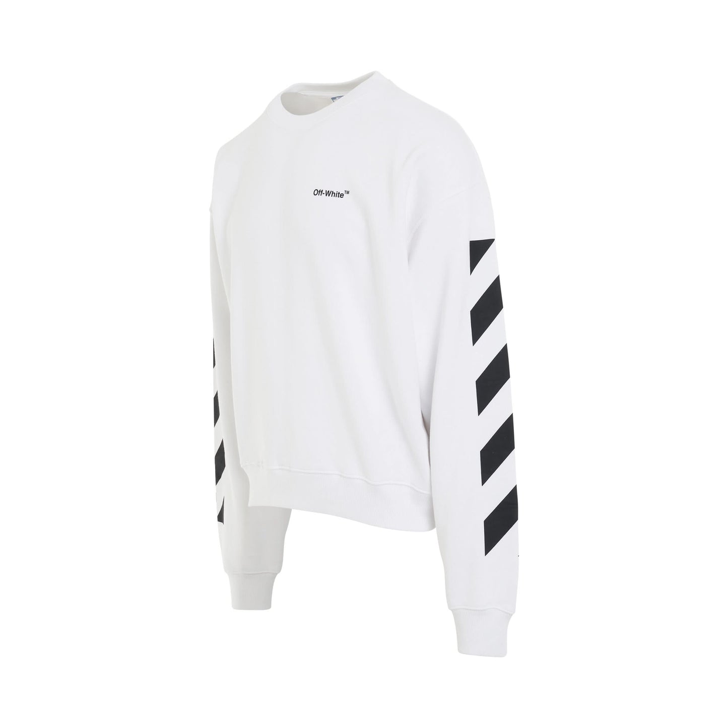 Diagonal Helvetica Oversize Crewneck Sweatshirt in White/Black