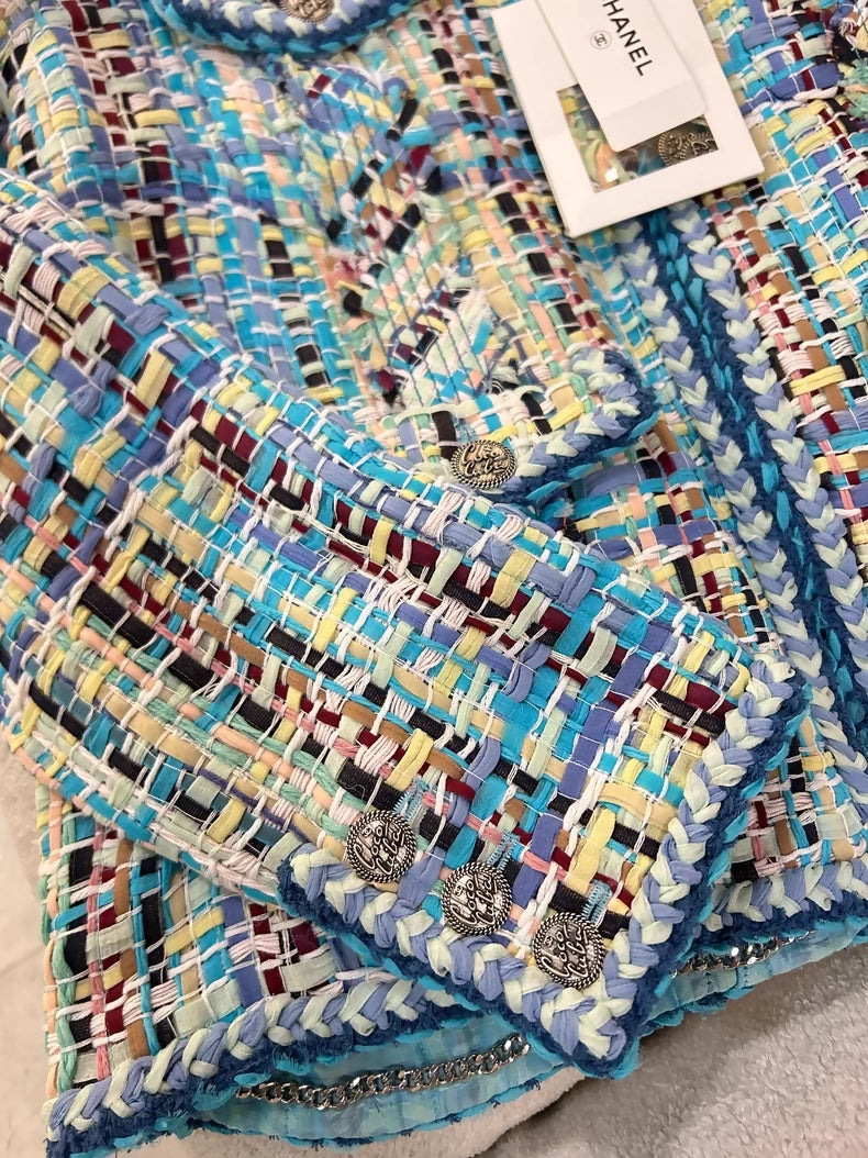 2017 Chanel Cuba Collection Blue tweed Jacket