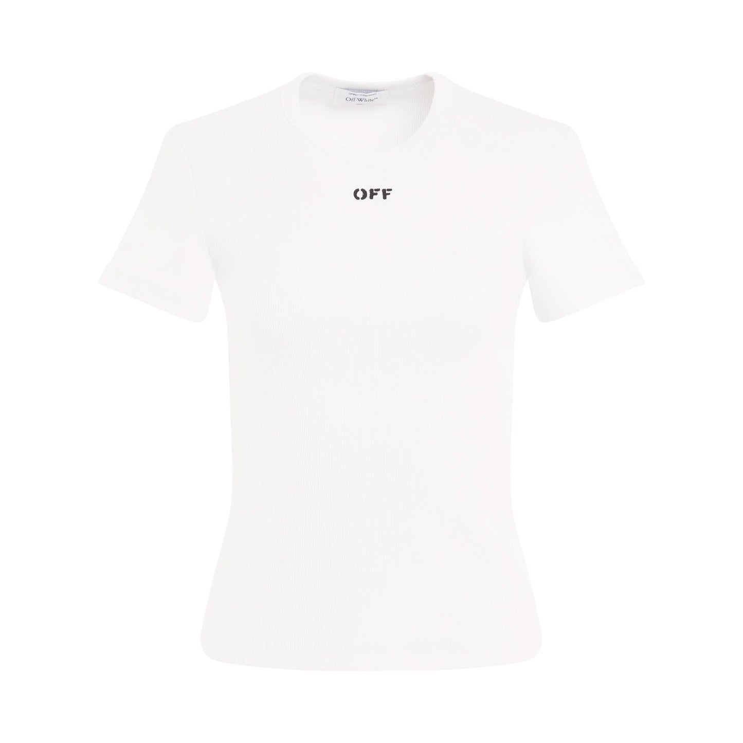 Off Stamp Rib Basic T-Shirt in White