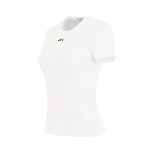 Off Stamp Rib Basic T-Shirt in White