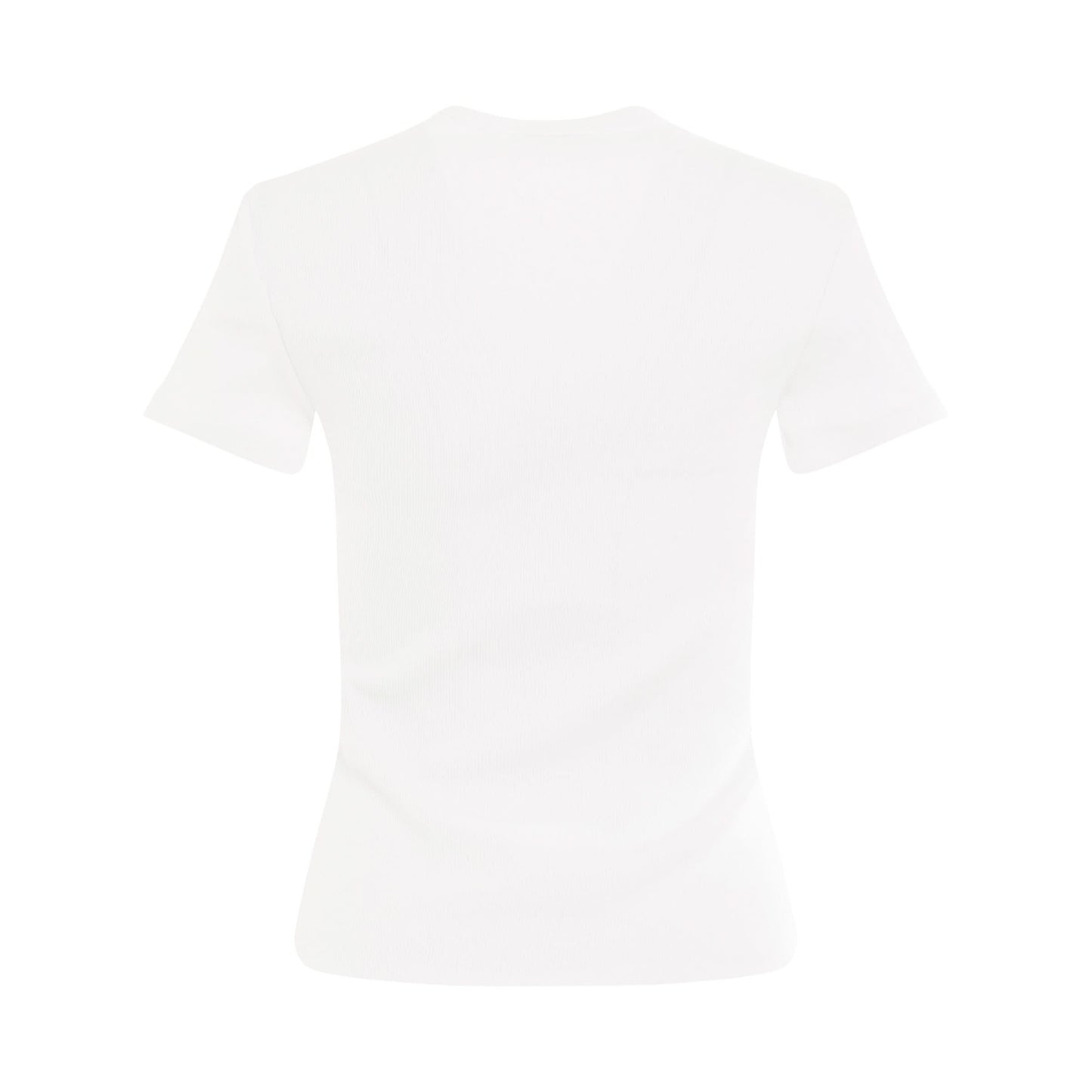 Off Stamp Rib Basic T-Shirt in White