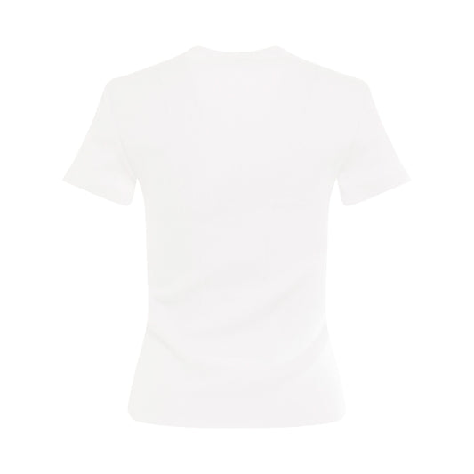 Off Stamp Rib Basic T-Shirt in White