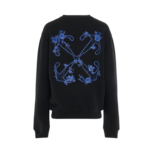 Embroidered Flower Arrow Sweatshirt in Black