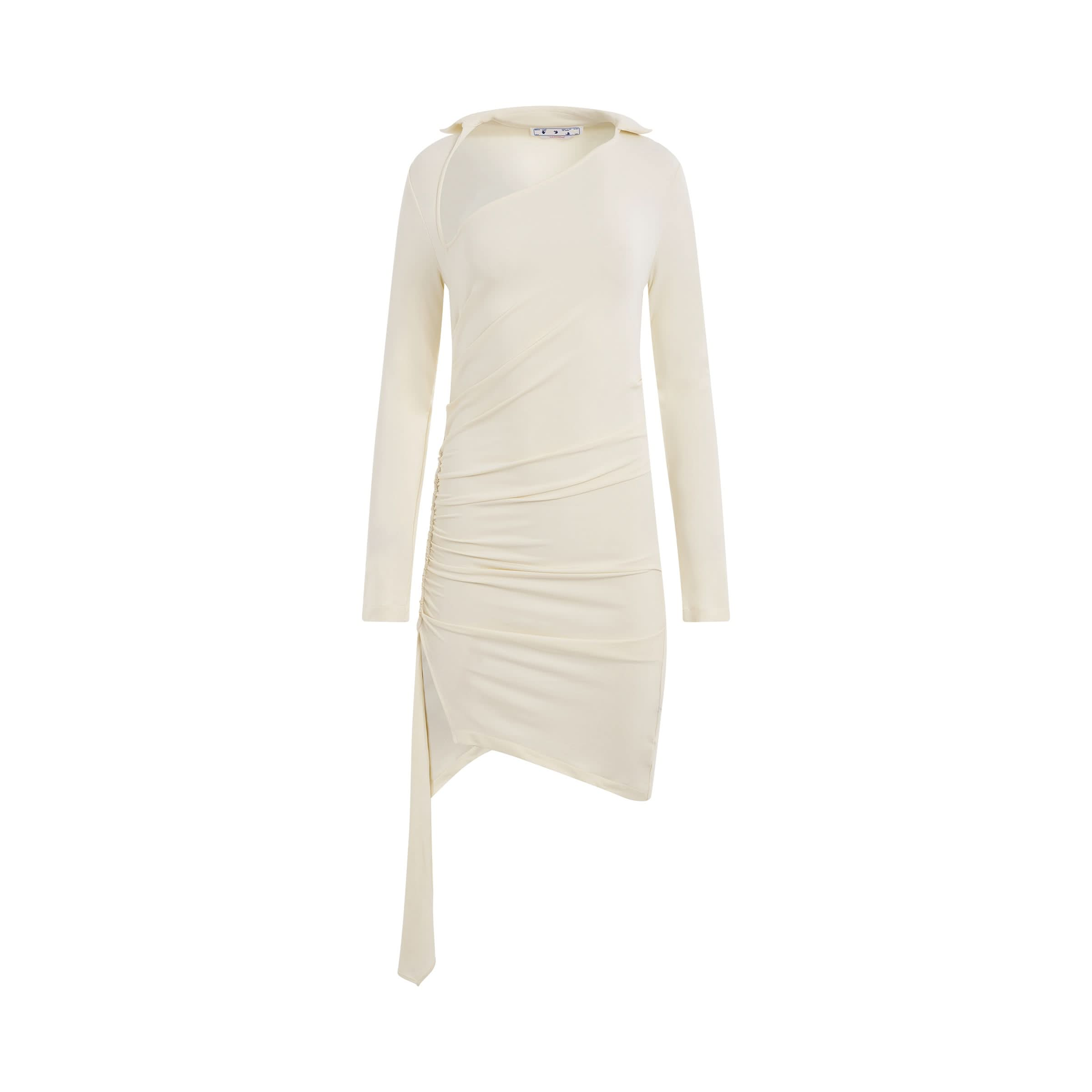 Viscose Crepe Draped Mini Dress in White