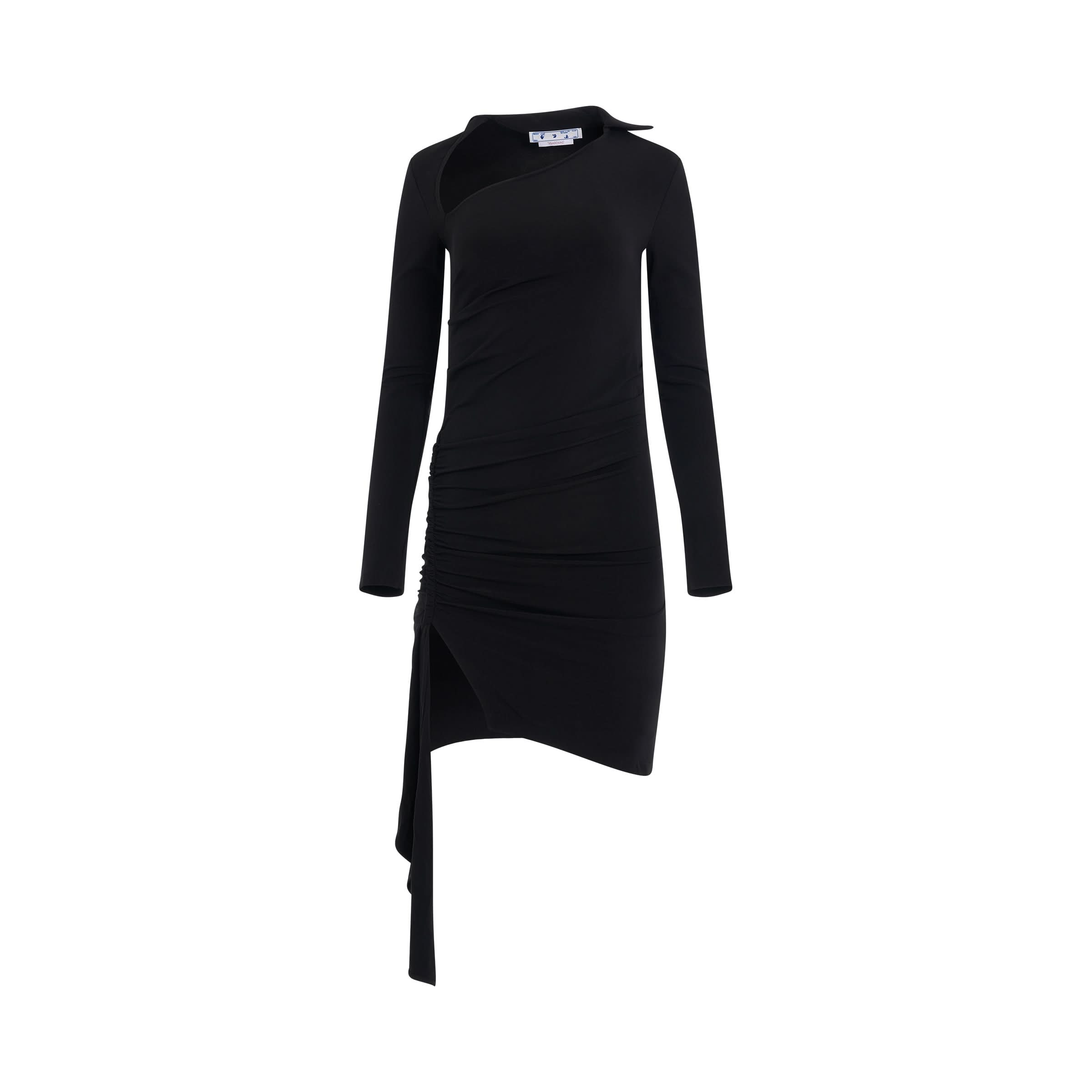 Viscose Crepe Draped Mini Dress in Black