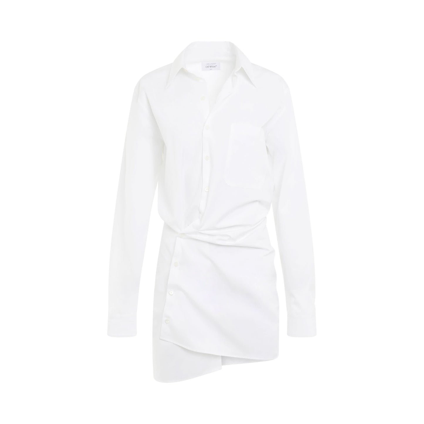 Poplin Twist Shirt Dress in White