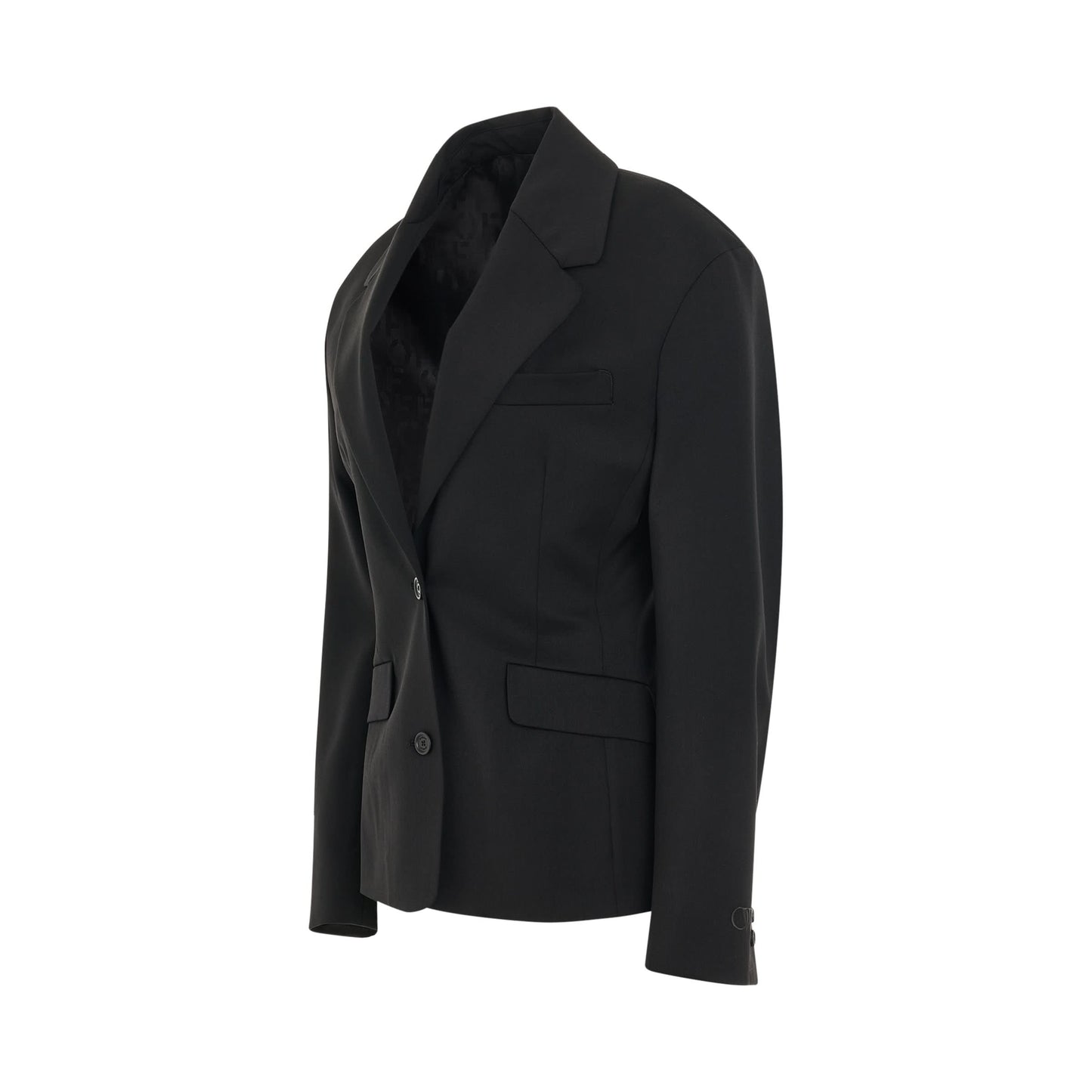 Wool Blend Round Jacket in Black