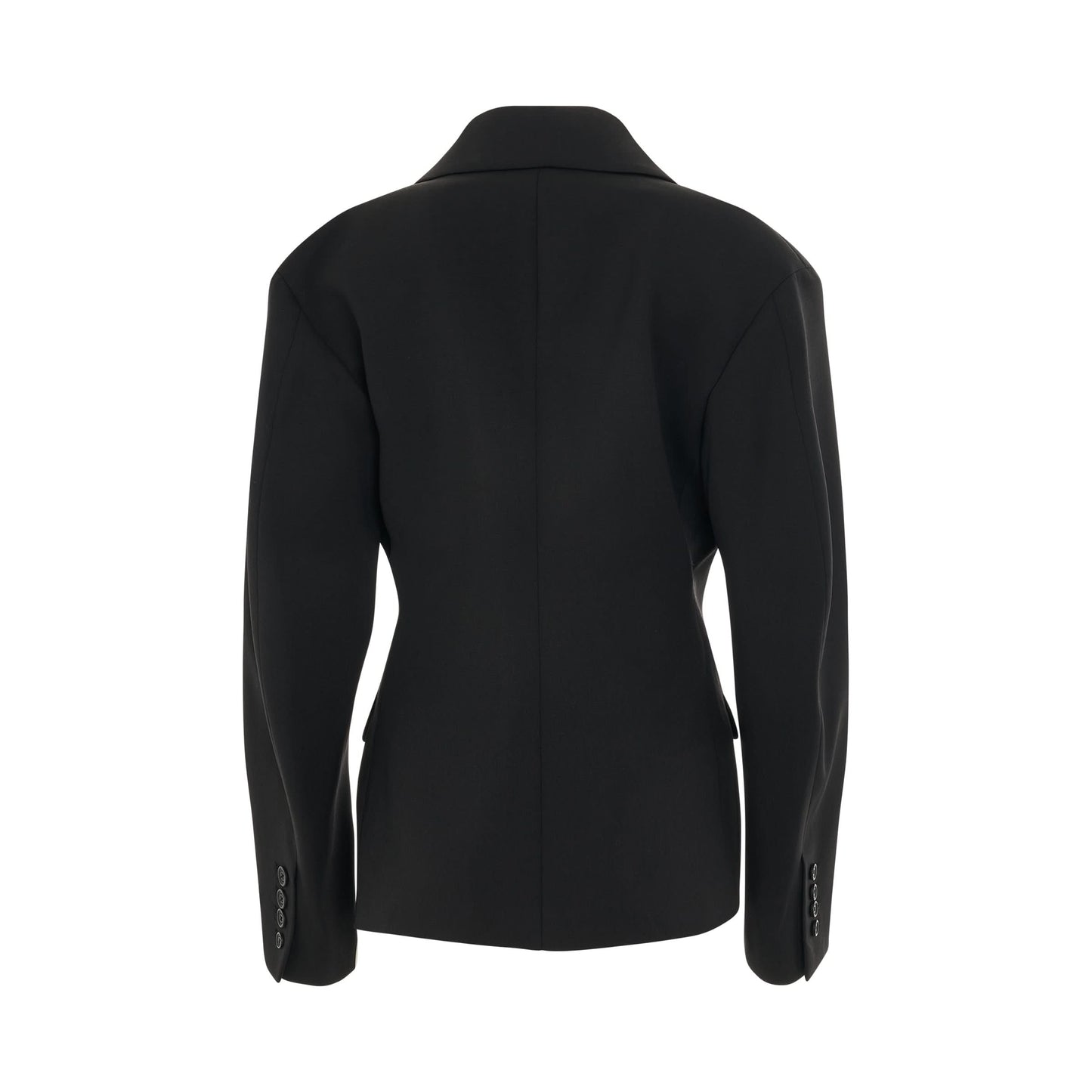 Wool Blend Round Jacket in Black