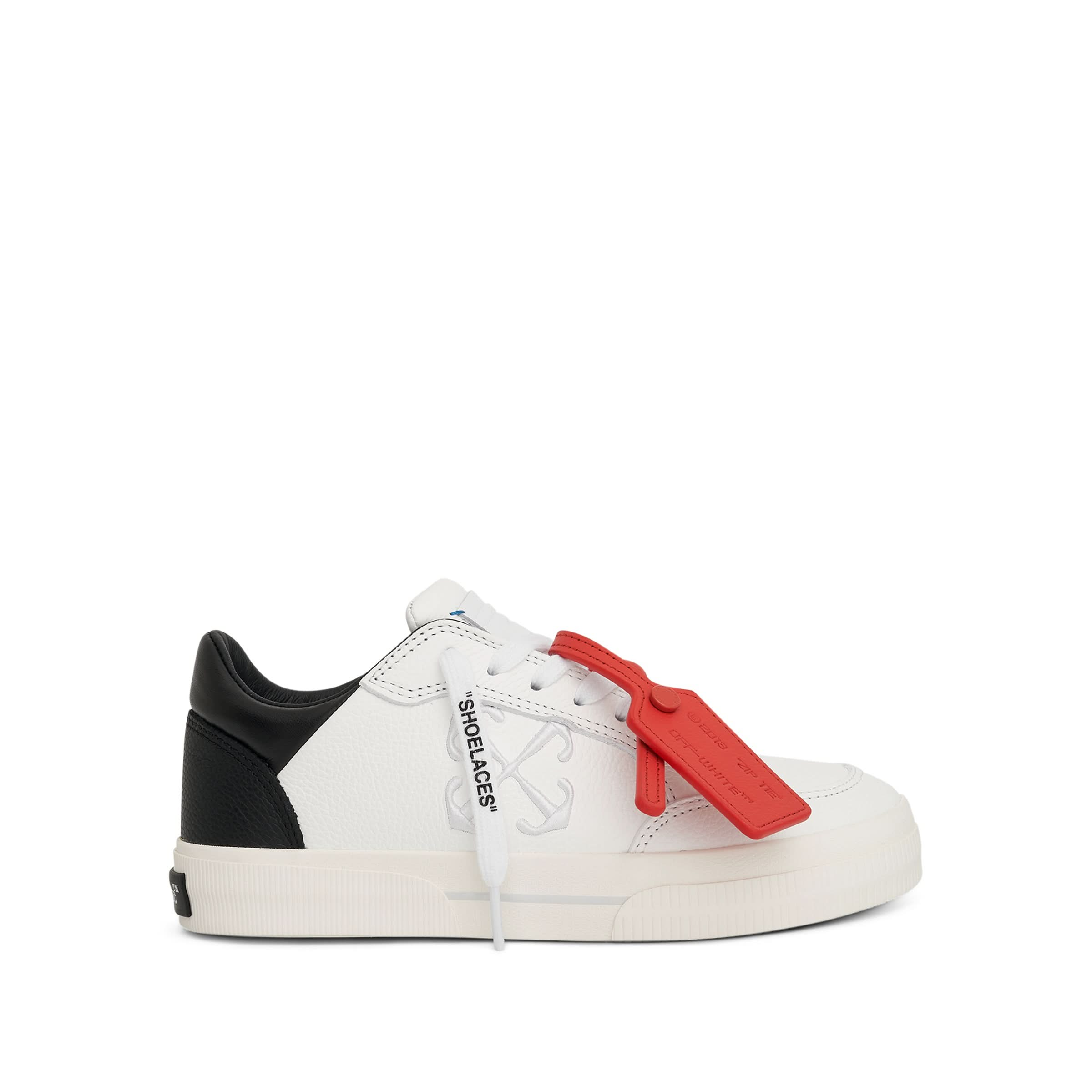 New Low Vulcanized Calf Leather Sneaker in White/Black