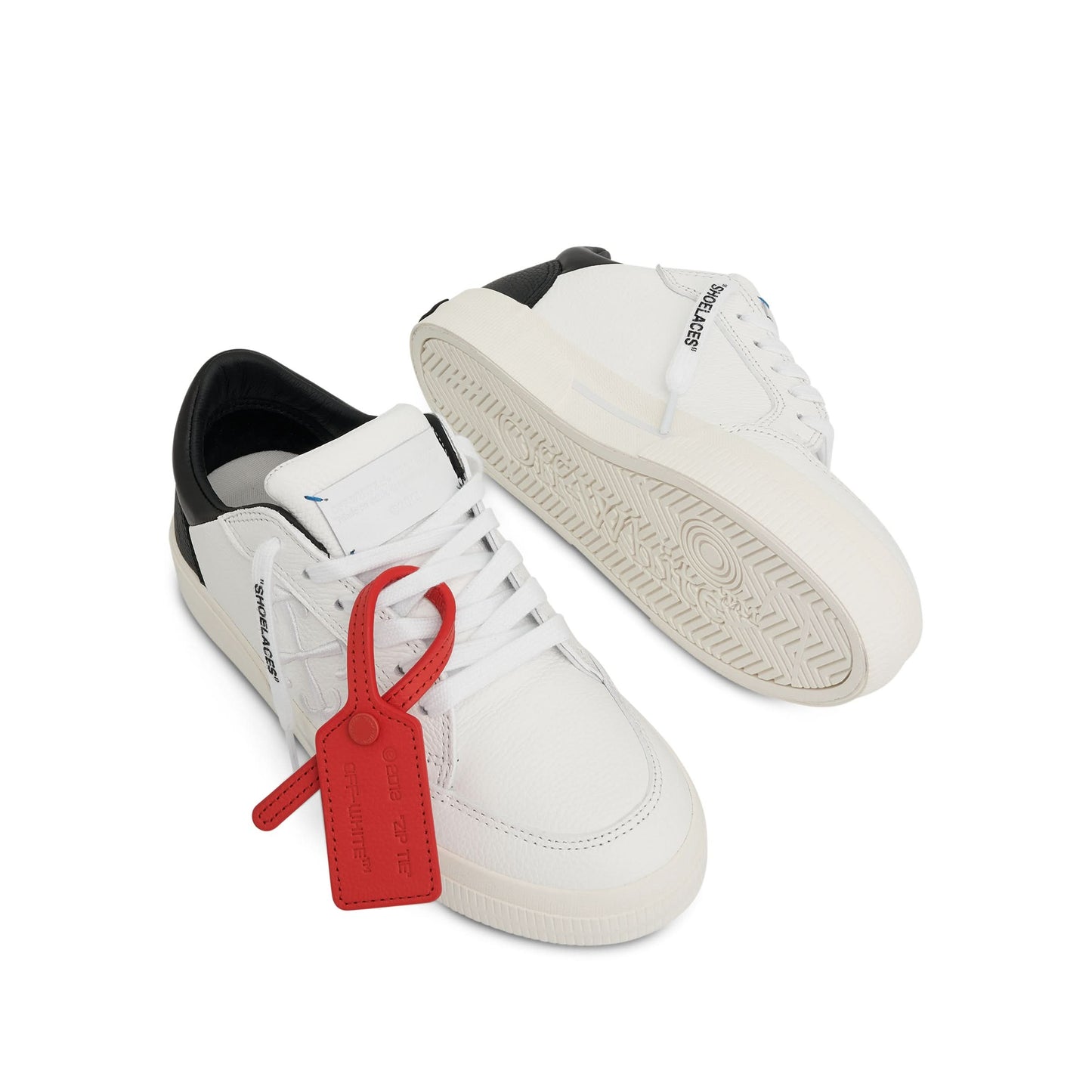 New Low Vulcanized Calf Leather Sneaker in White/Black