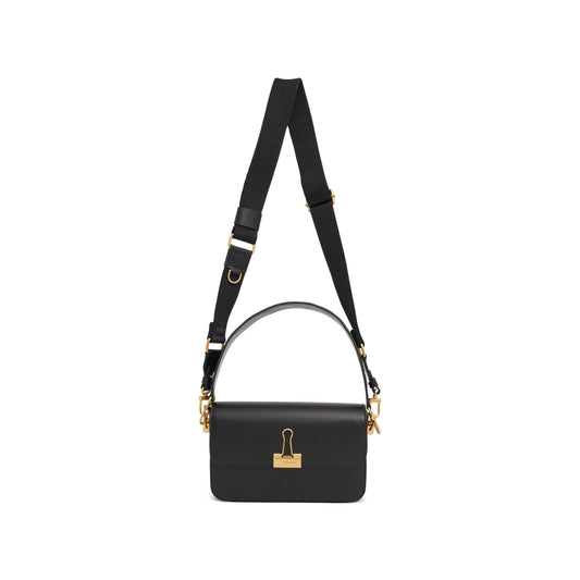 Plain Binder Medium Shoulder Bag in Black