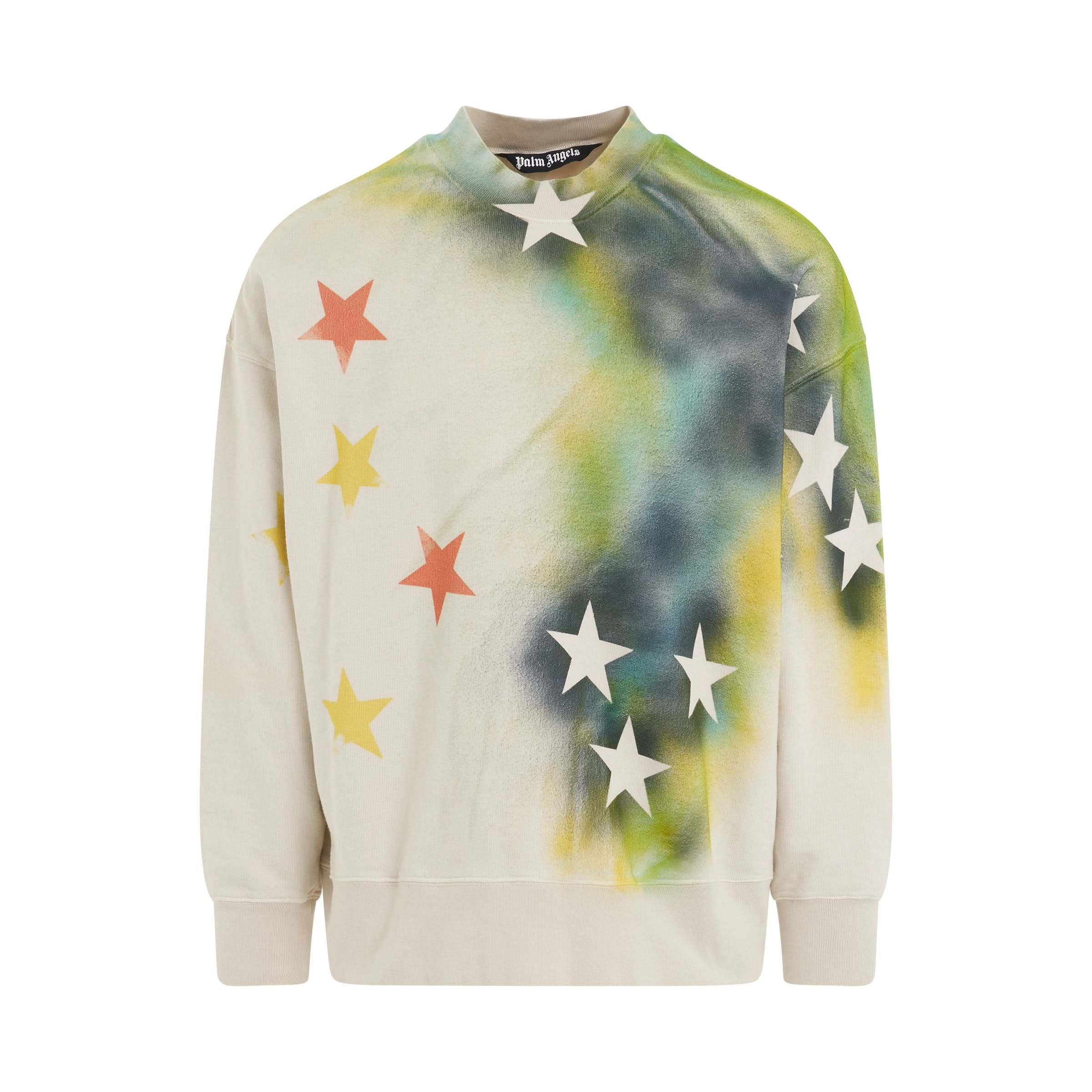 Sprayed Stars Vintage Crewneck Sweatshirt in White/Multicolour