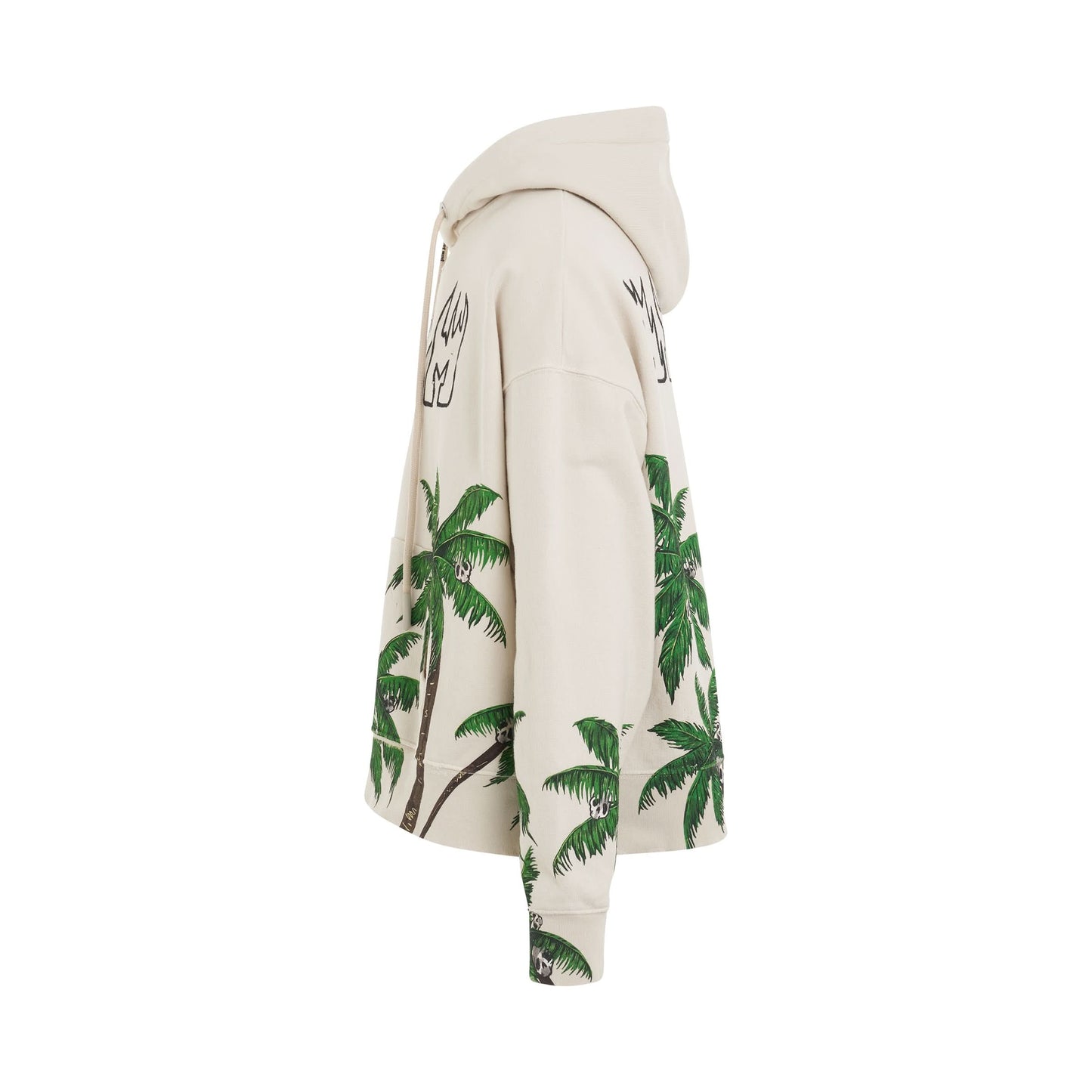 Palm&Skull Vintage Hoodie in White/Green