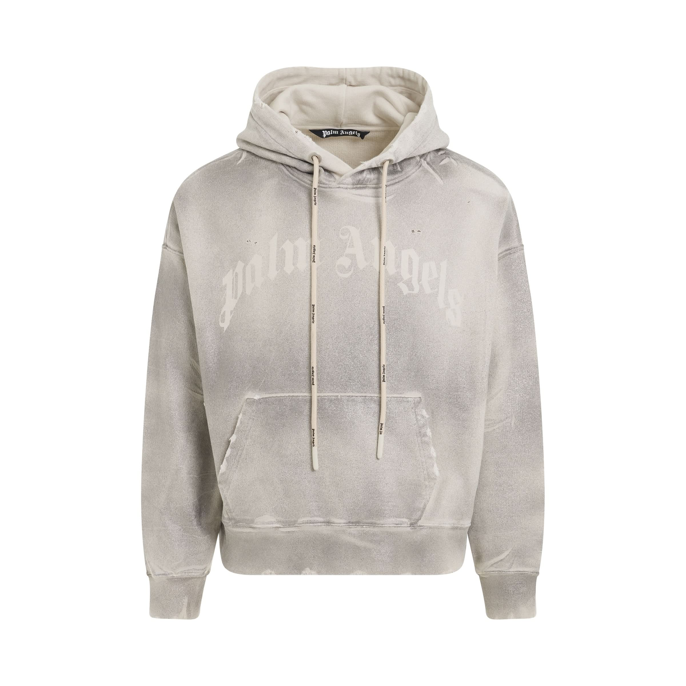 Metallic Hoodie in Grey/White