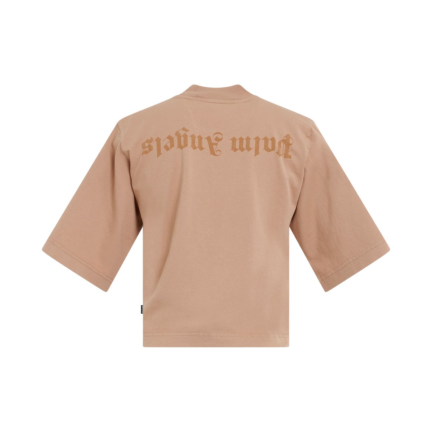 GD Reversed Logo Cropped T-Shirt in Beige