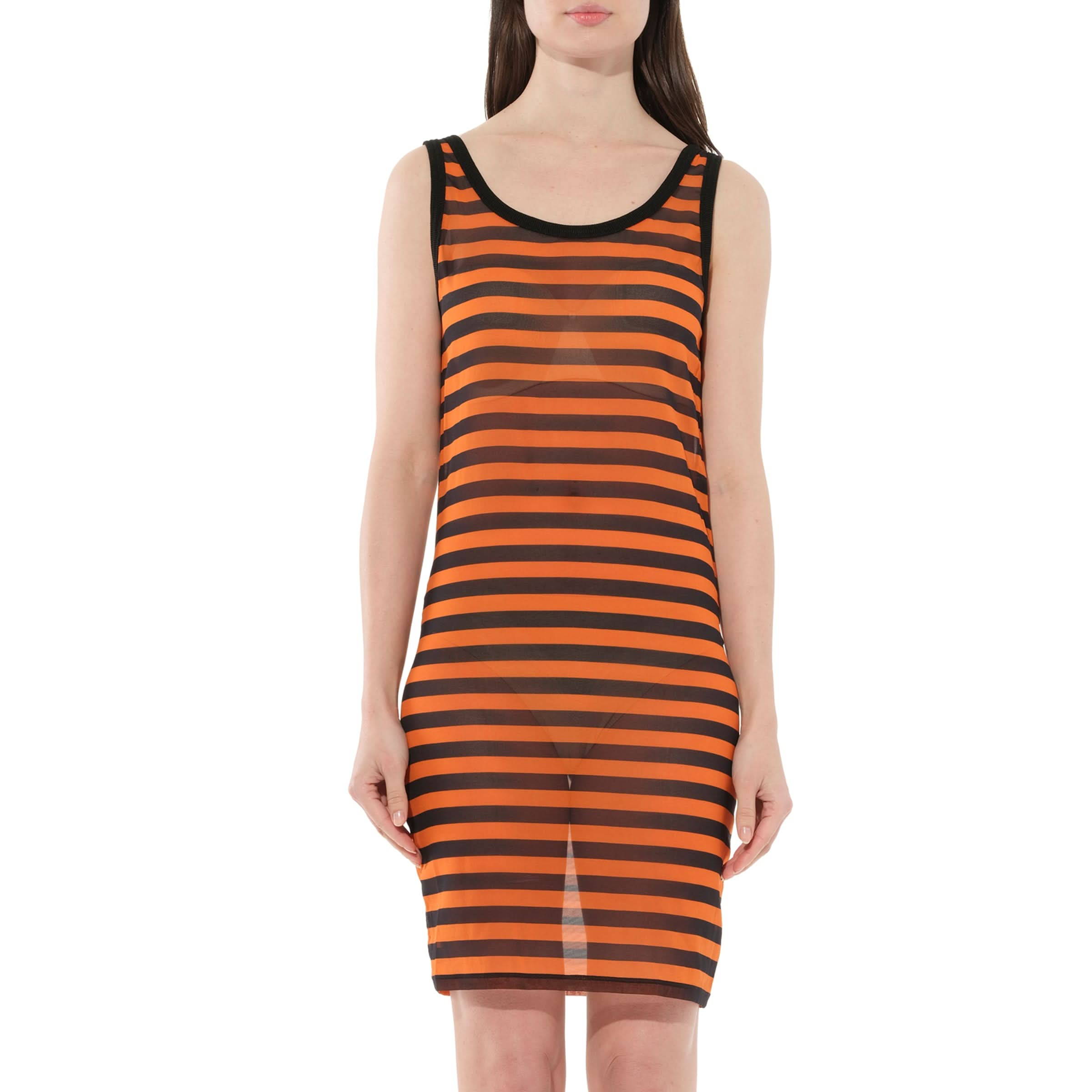 Podium Sleeveless Dress in Black/Orange