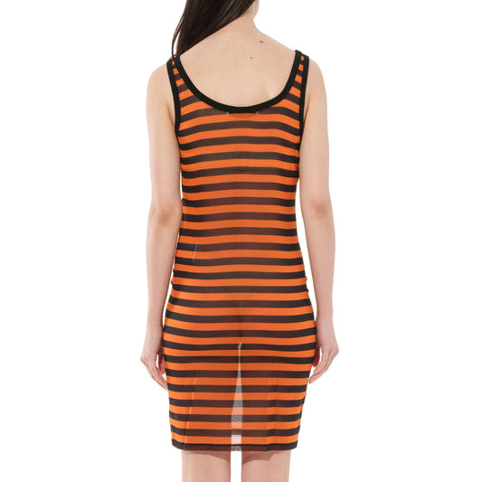 Podium Sleeveless Dress in Black/Orange