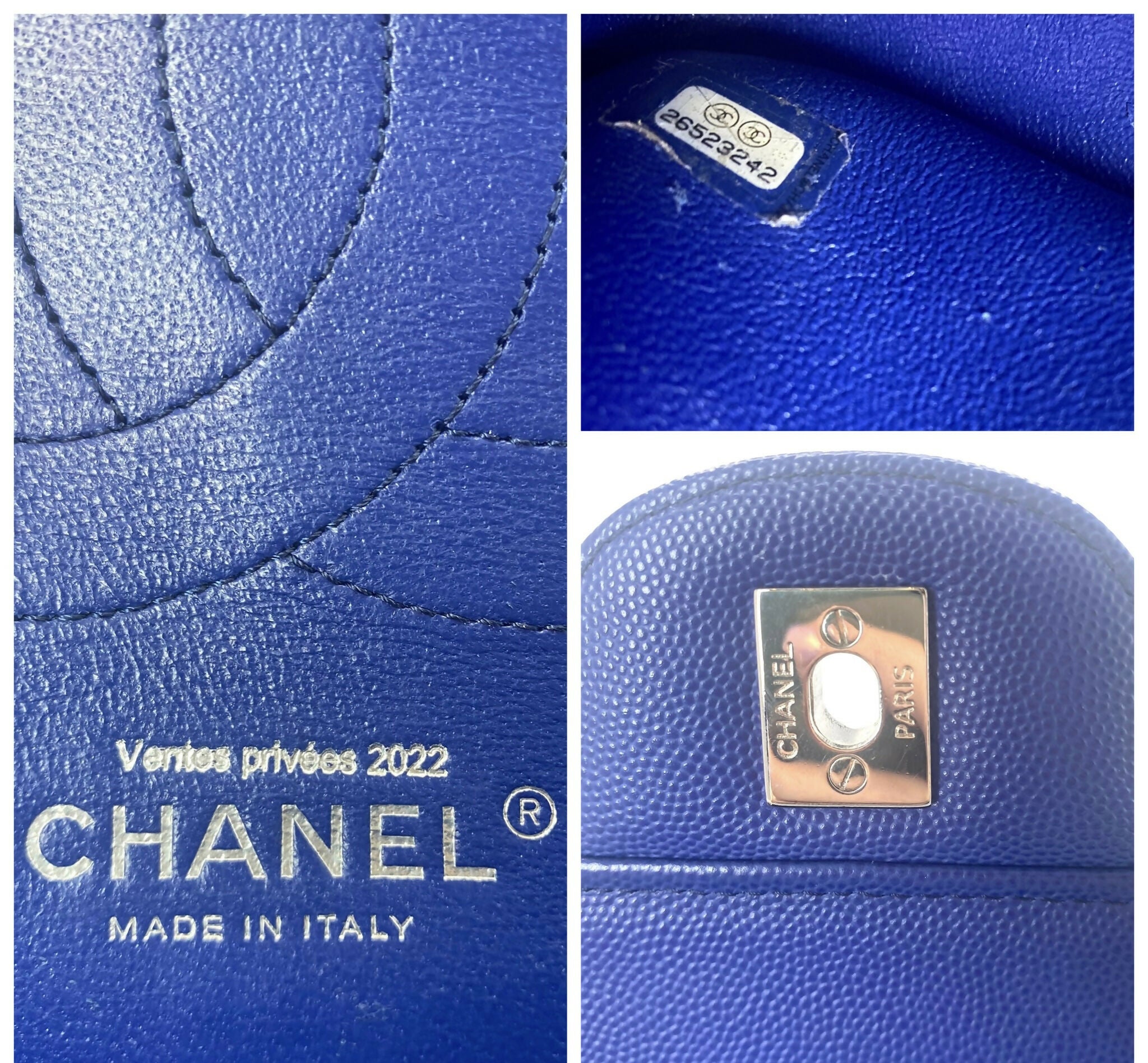 Chanel 2019 Caviar Royal Blue Jumbo Chevron Double Flap Timeless Classic Bag SHW