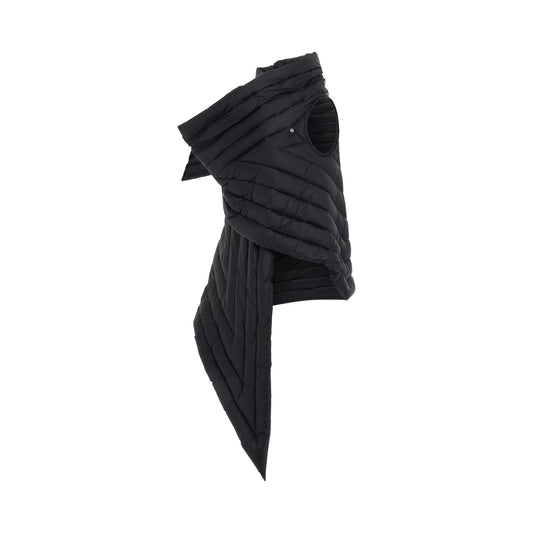 Gleam Scarf Nylon Down Vest in Black