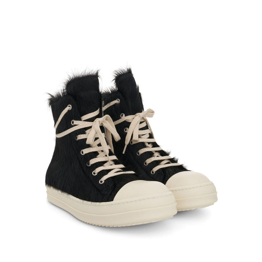 Strobe High Fur Sneaker in Black/Milk