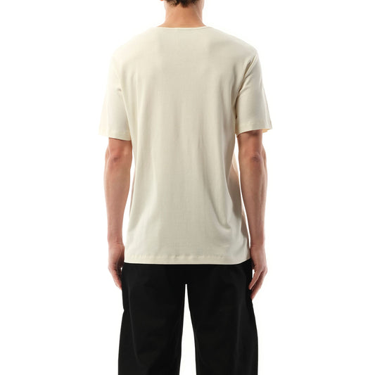 Rib U Neck T-Shirt in Light Cream