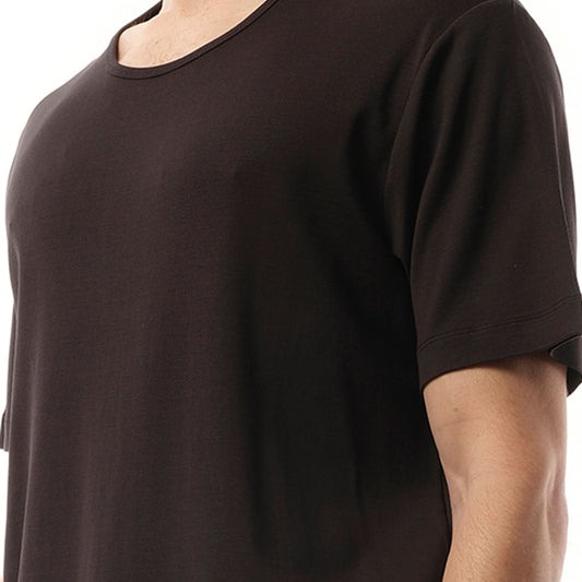 Rib U Neck T-Shirt in Squid Ink