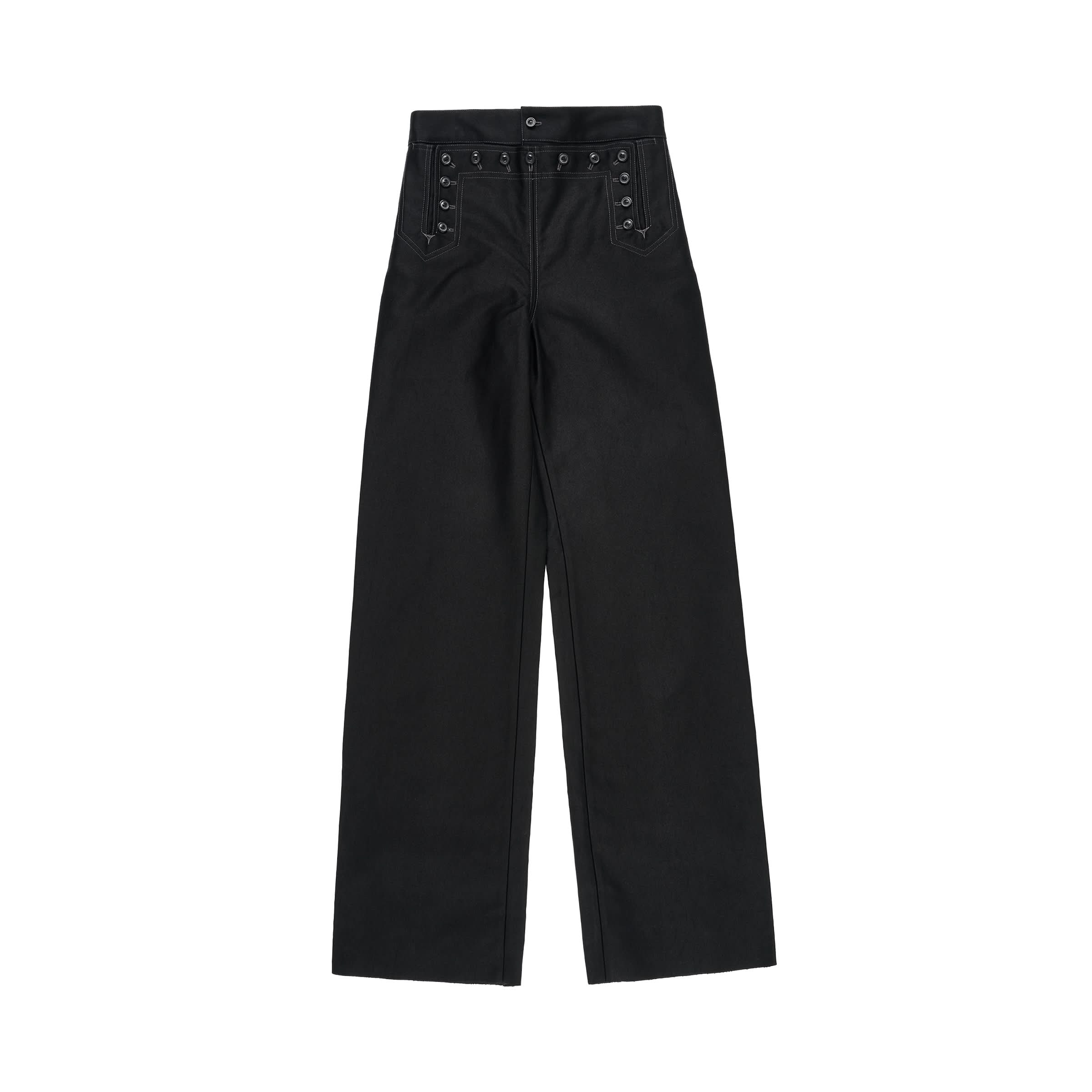 Satin Cotton Trouser in Black