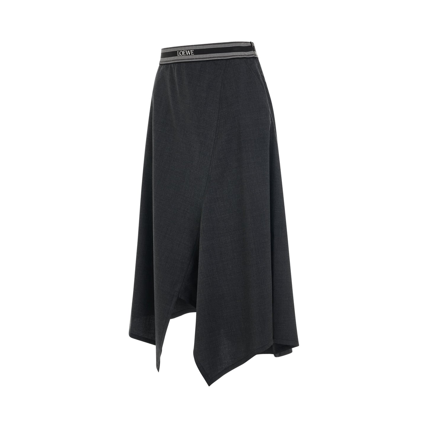 Logo Asymmetric Skirt in Anthracite Melange