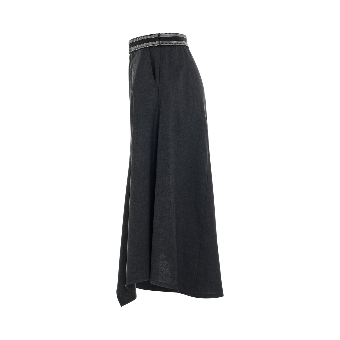 Logo Asymmetric Skirt in Anthracite Melange