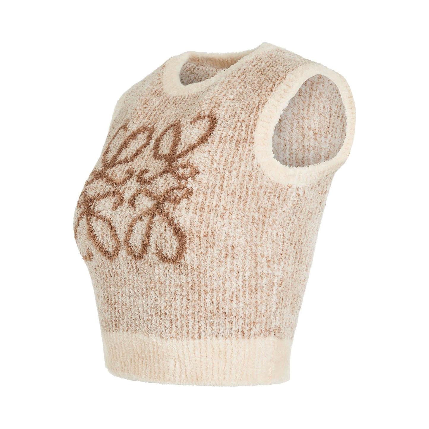 Anagram Knit Vest in Ecru/Camel