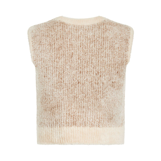 Anagram Knit Vest in Ecru/Camel