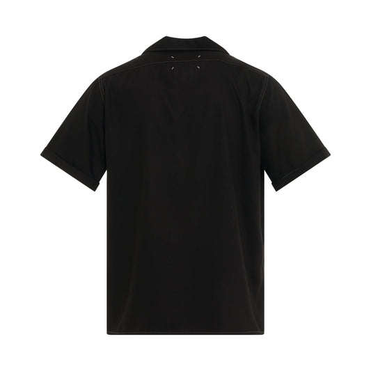 Short Sleeve Rayon Twill Shirt in Black