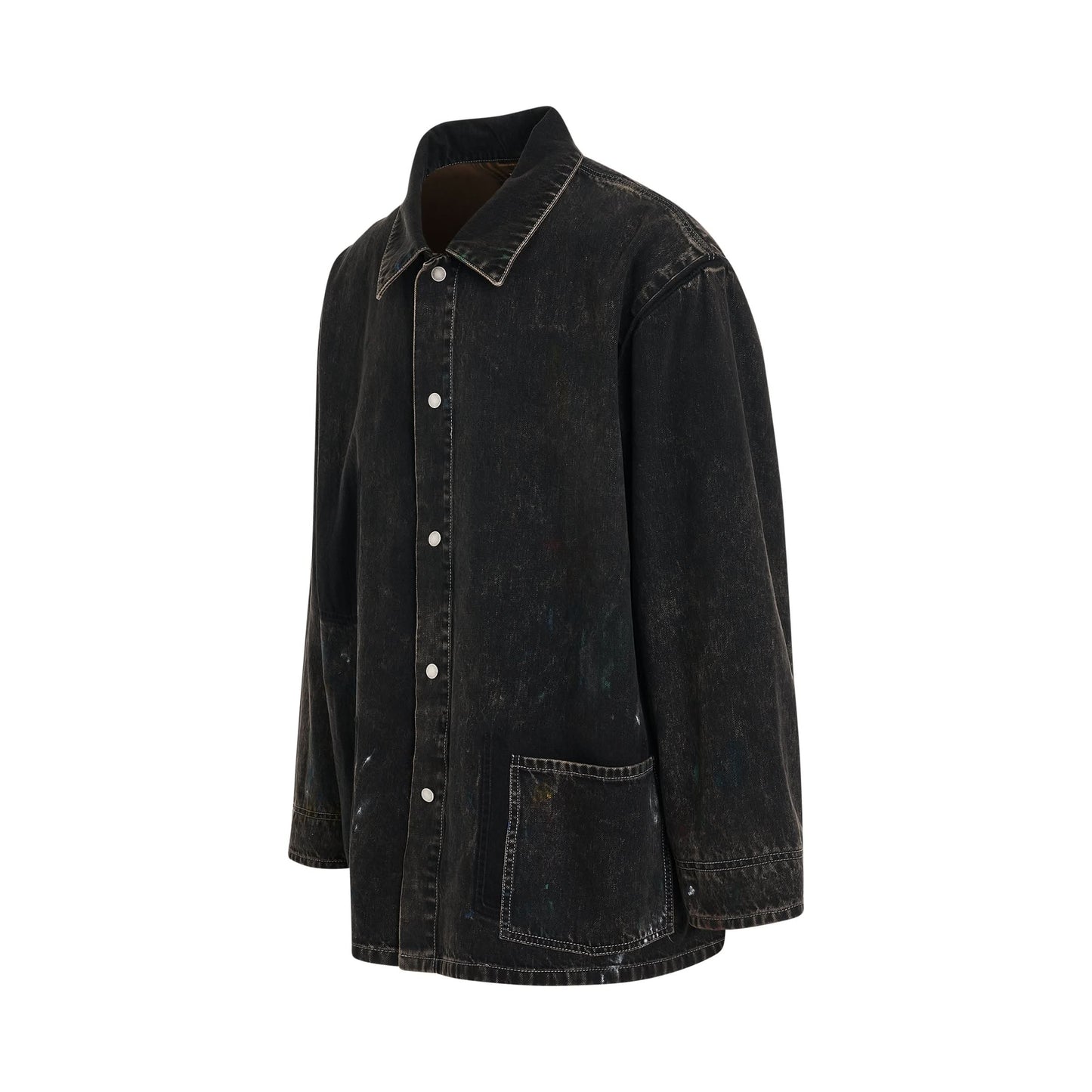 Oversize Paint Denim Jacket in Black