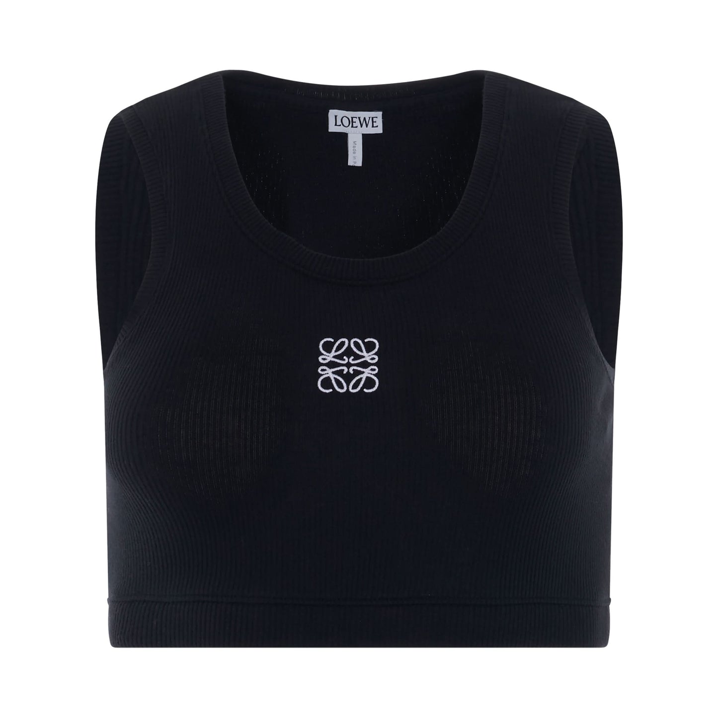 Cropped Anagram Tank Top in Black/White