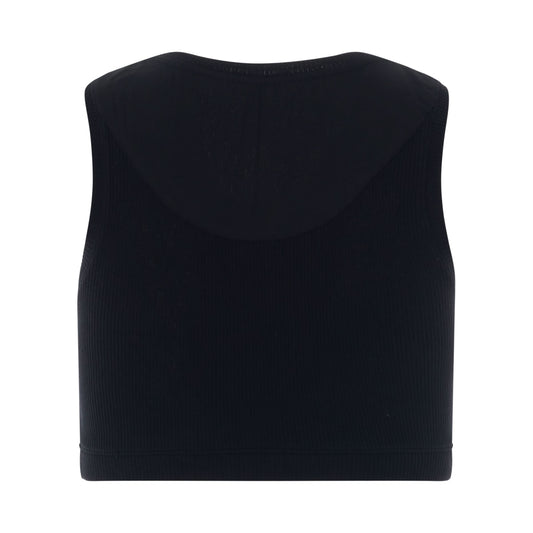 Cropped Anagram Tank Top in Black/White