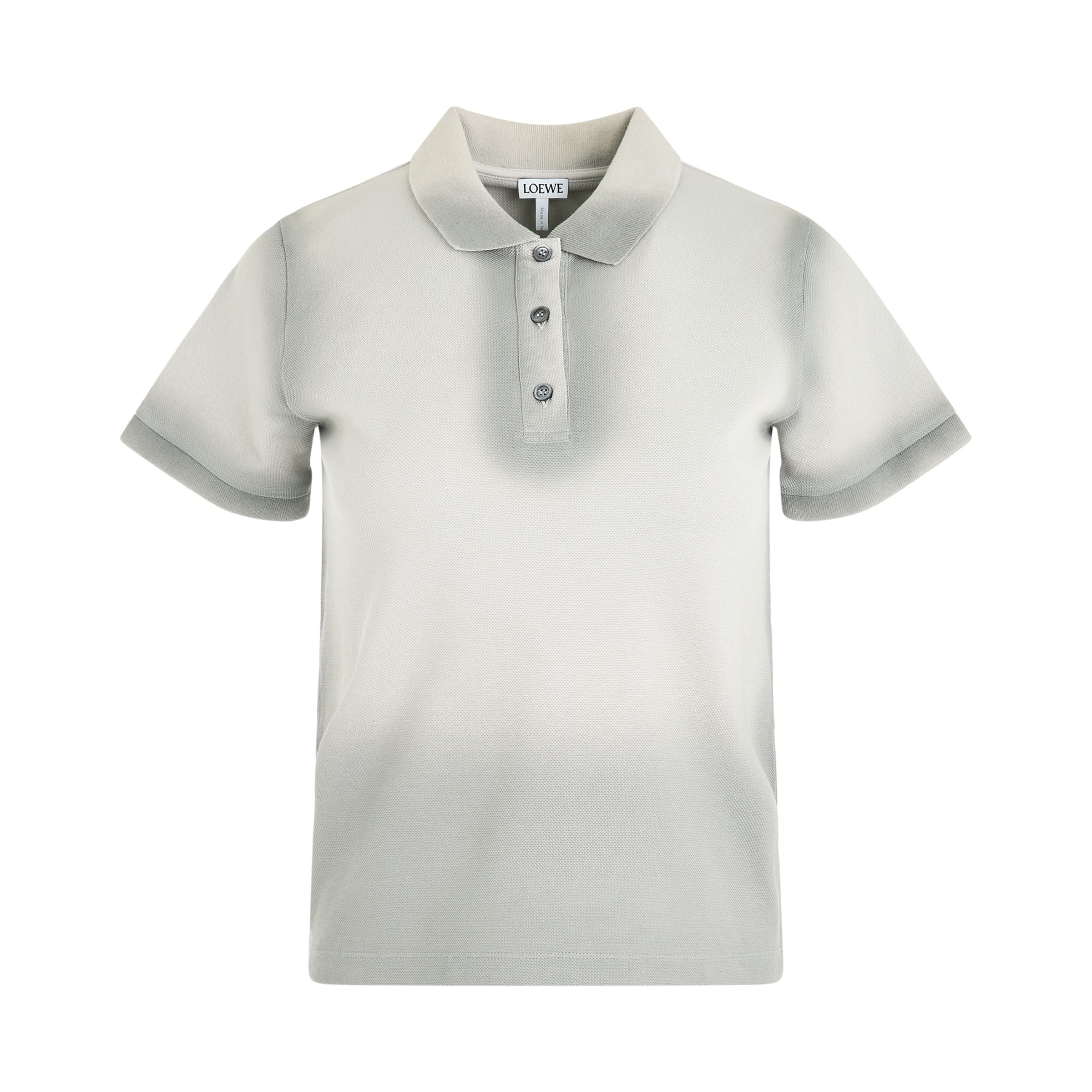 Cotton Polo Top in Cold Grey