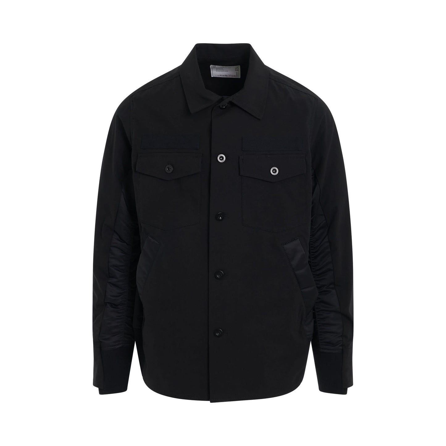 Cotton Oxford x Nylon Twill Shirt in Black