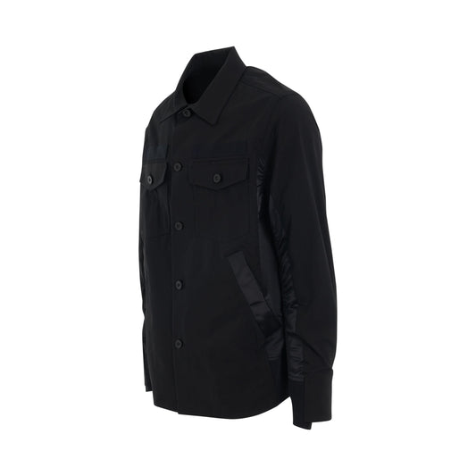 Cotton Oxford x Nylon Twill Shirt in Black