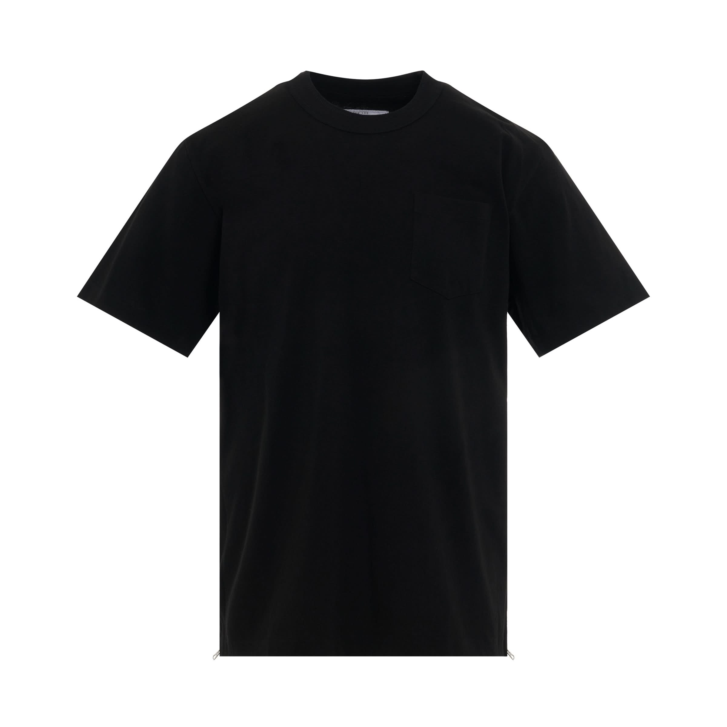 Cotton Side Zip T-Shirt in Black